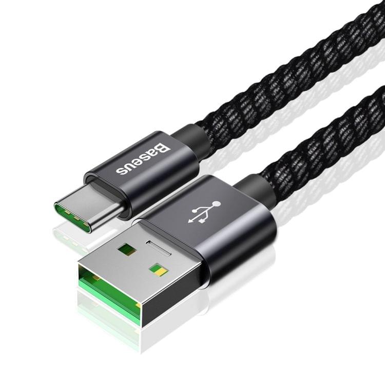 Baseus CATKC-A01 5A USB to USB-C / Type-C Dual-modet Fast Charging Cable, Cable Length: 1m(Black)