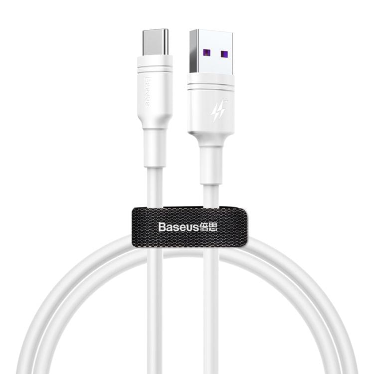 Baseus CATSH-B02 5A USB to USB-C / Type-C Double Loop Fast Charging Cable, Cable Length: 1m (White)