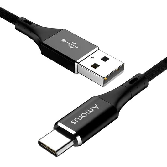 Amorus 2A USB-C to USB-C / Type-C High-gloss Aluminum Alloy Cloth Weaving Fast Charging & Data Cable (Black)
