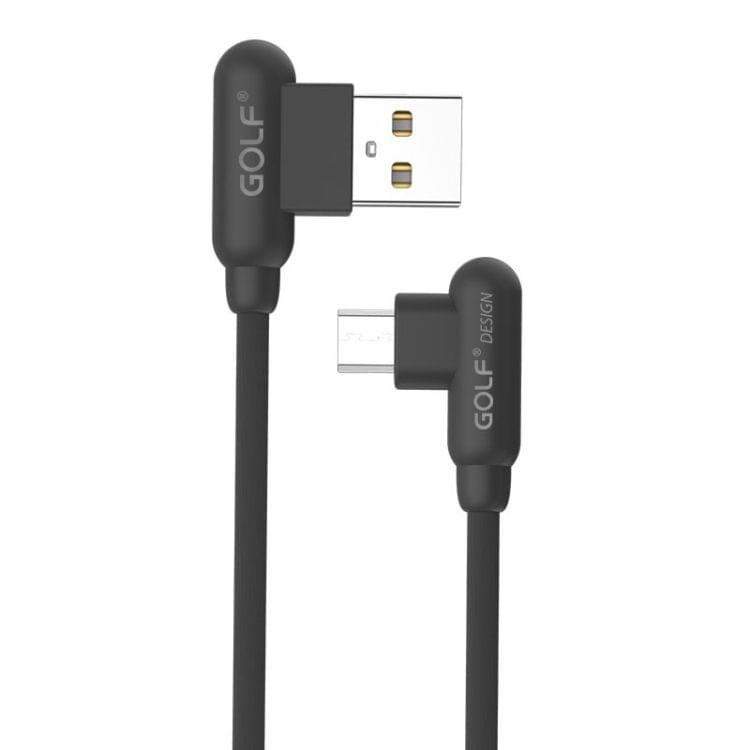 GOLF GC-45m 1m 90 Degree Elbow Micro USB to USB 2.4A Charging USB Data Cable Fast Charging USB Data Cable for Galaxy, LG, Huawei, Xiaomi and other Smartphones (Black)