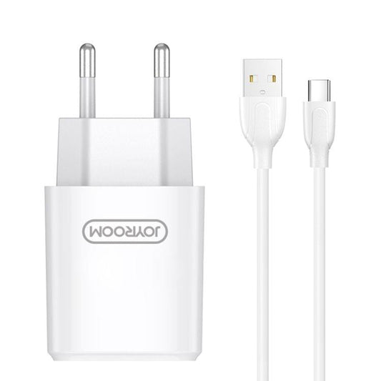 JOYROOM L-M226 2.4A Dual USB Ports Travel Charger with USB-C / Type-C Cable, EU Plug