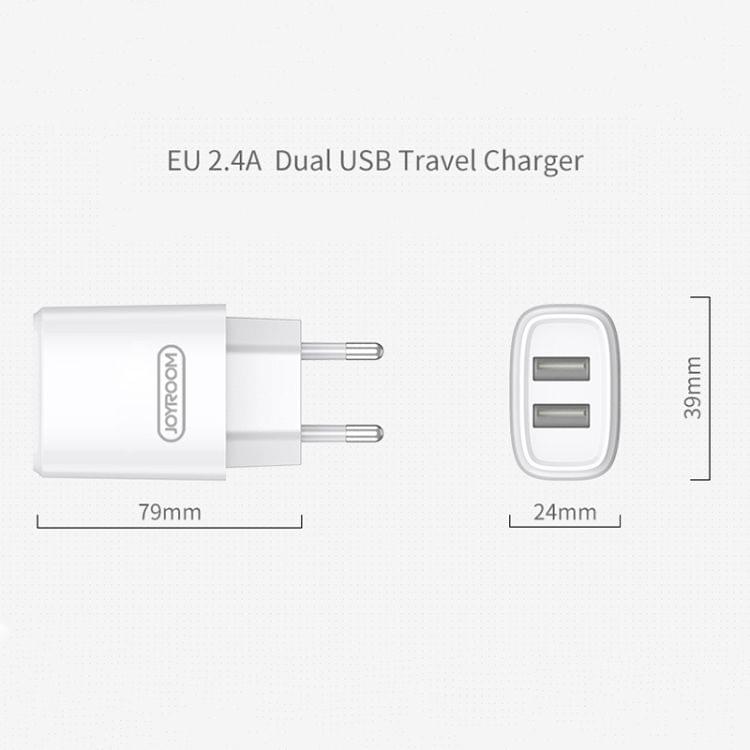 JOYROOM L-M226 2.4A Dual USB Ports Travel Charger with USB-C / Type-C Cable, EU Plug