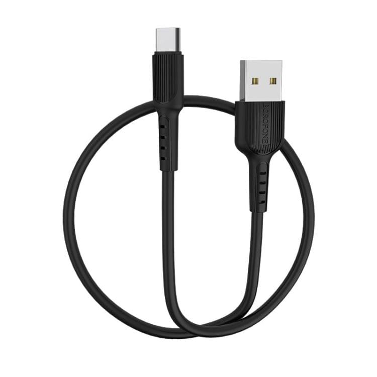 Borofone BX16 1m 2A USB-C / Type-C to USB Charging Data Cable for Galaxy, Huawei, LG, HTC, Sony and Other Type-C Phones (Black)
