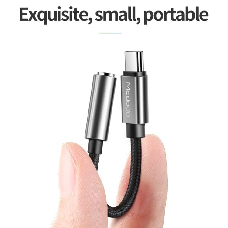 Mcdodo CA-6110 Type-C to DC 3.5mm Audio Convertor Cable for Huawei/Xiaomi/OPPO/Vivo Mobile Devices, Length: 11cm (Black)