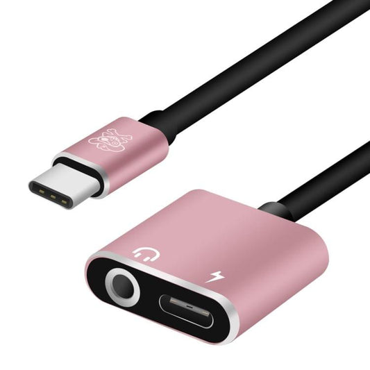 ENKAY Hat-prince HC-10 USB-C / Type-C + 3.5mm Jack to USB-C / Type-C Charge Audio Adapter Cable(Rose Gold)