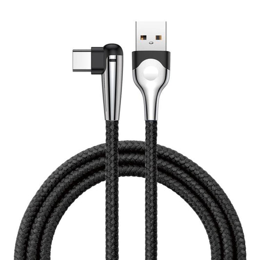 Baseus MVP 2m 5V/2A Nylon Braided Mobile Game Cord Elbow USB A to Type-C Data Sync Charge Cable with Indicator Light