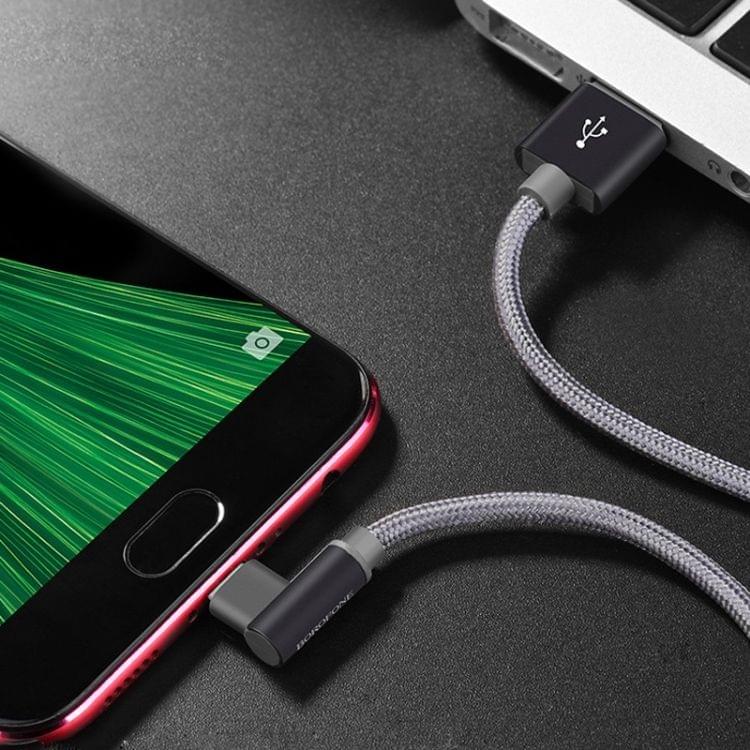 Borofone BX26 Micro USB to USB Elbow Express Charging Data Cable for Galaxy, Huawei, Xiaomi, HTC, Sony and Other Smartphones (Grey)