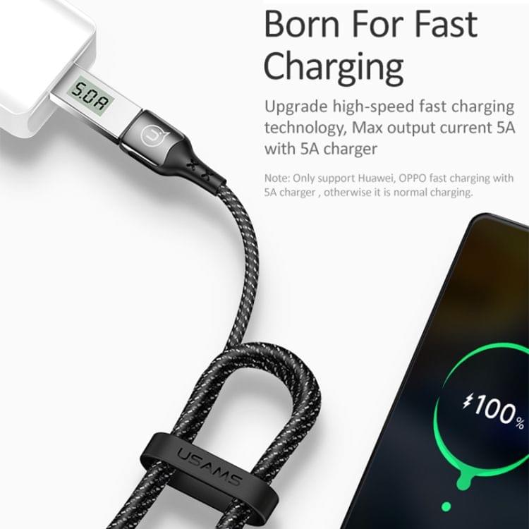 USAMS US-SJ321 U27 0.5m 5A USB to USB-C / Type-C Data Sync Charging Cable with Indicator Light