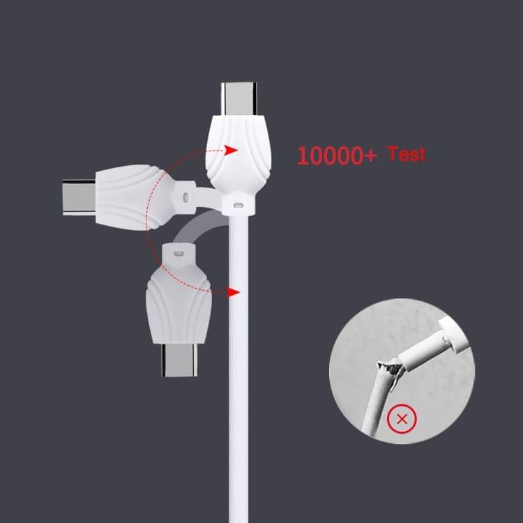 awei CL-62 2 in 1 2.5A USB-C / Type-C Charging + Transmission Aluminum Alloy Double-sided Insertion Data Cable, Length: 1m (White)