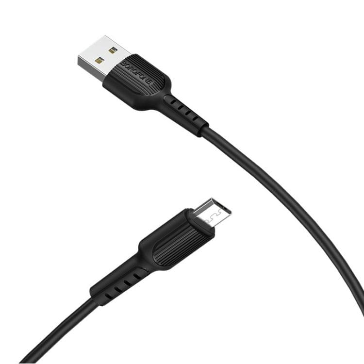 Borofone BX16 1m 2A Micro USB to USB Charging Data Cable for Galaxy, Huawei, LG, HTC, Sony and Other Phones (Black)