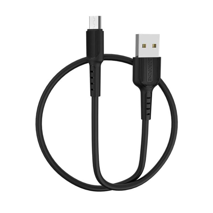 Borofone BX16 1m 2A Micro USB to USB Charging Data Cable for Galaxy, Huawei, LG, HTC, Sony and Other Phones (Black)