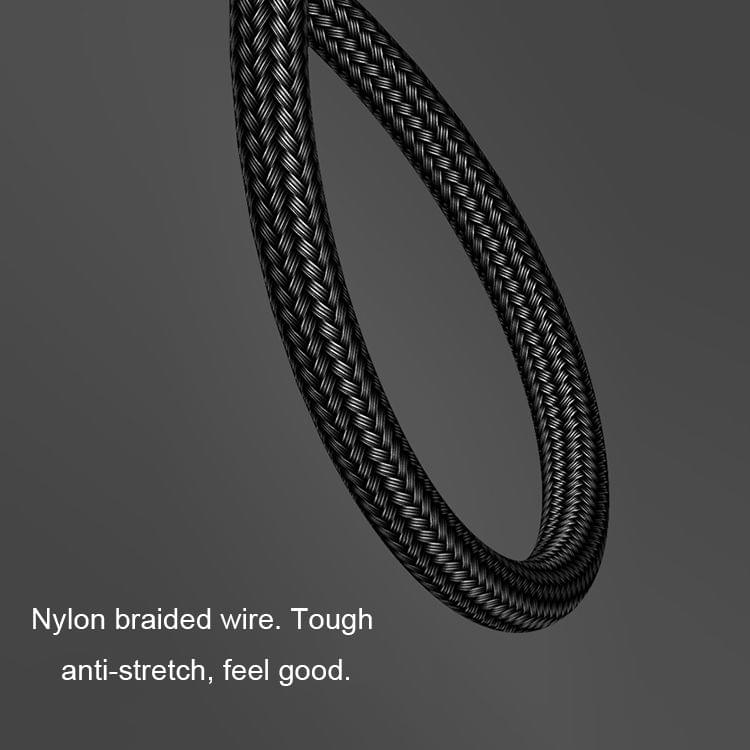 USAMS US-SJ221 U5 1.2m 2A Output USB to USB-C / Type-C Aluminium Alloy + Braided Data Sync Charging Cable (Black)