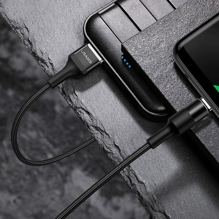 USAMS US-SJ221 U5 1.2m 2A Output USB to USB-C / Type-C Aluminium Alloy + Braided Data Sync Charging Cable (Black)