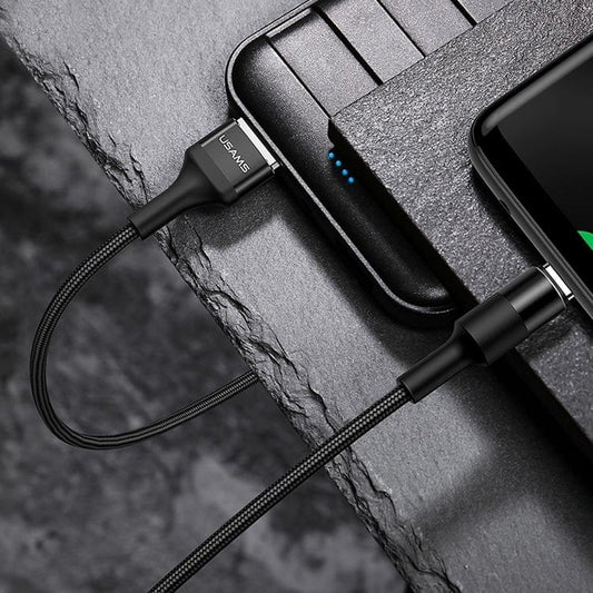 USAMS US-SJ221 U5 1.2m 2A Output USB to USB-C / Type-C Aluminium Alloy + Braided Data Sync Charging Cable (Black)