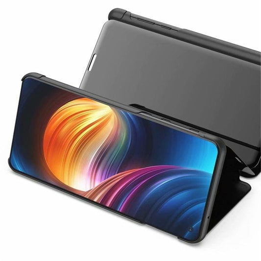 Electroplating Mirror Horizontal Flip Leather Case for Xiaomi Redmi Note 7/Redmi Note 7 Pro with Holder(Black)
