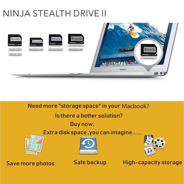 BASEQI 303ASV Hidden Aluminum Alloy SD Card Case for Macbook Pro Retina 13.3 inch Laptops