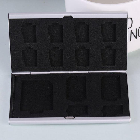 13 in 1 Memory Card Aluminum Alloy Protective Case Box for SD + 10 TF + 2 Mini SD Cards (Silver)