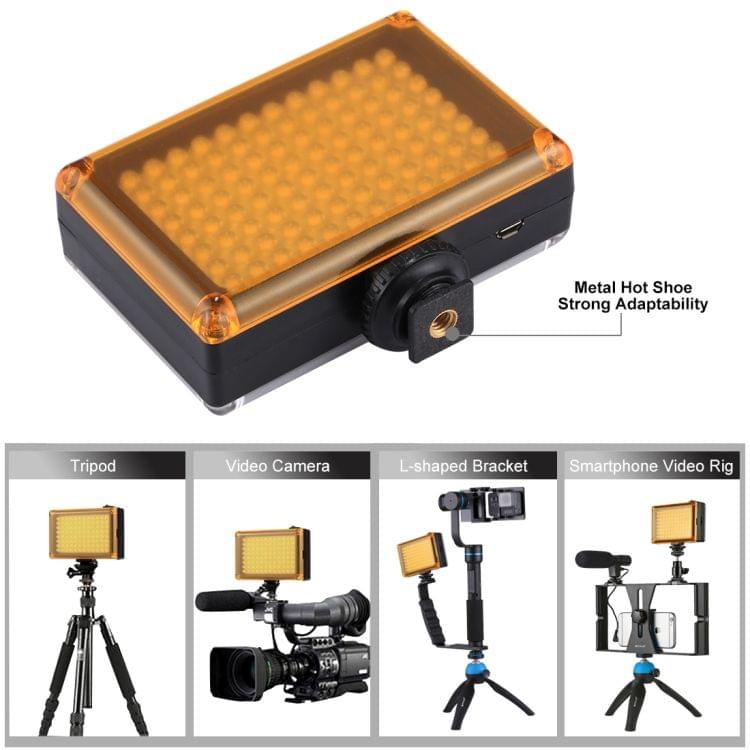 PULUZ Pocket 96 LEDs 860LM Professional Vlogging Photography Video & Photo Studio Light with White and Orange Magnet Filters Light Panel for Canon, Nikon, DSLR Cameras