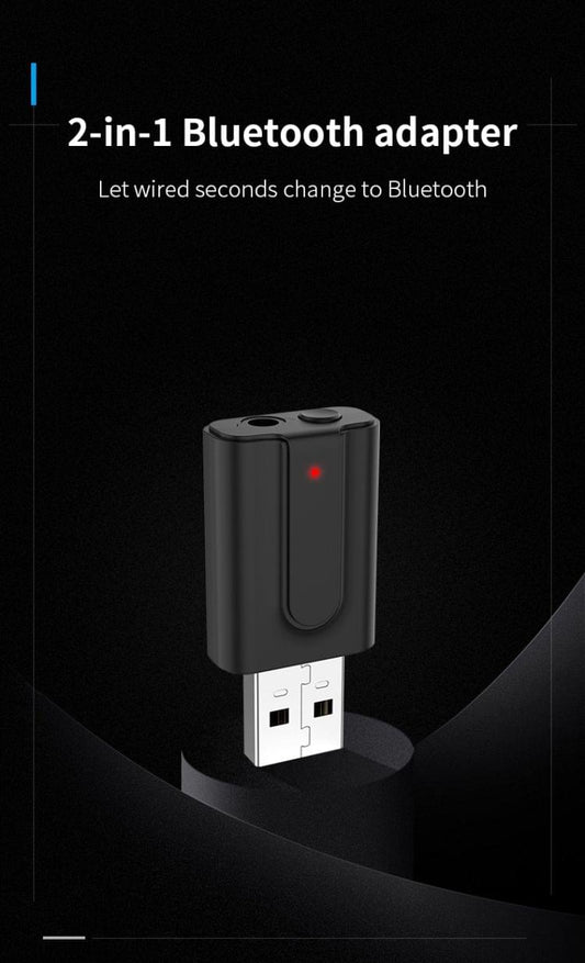 Universal USB Bluetooth Transmitter Receiver 2-in-1 Bluetooth 5.0 TV Computer Wireless Audio Bluetooth Adapter black