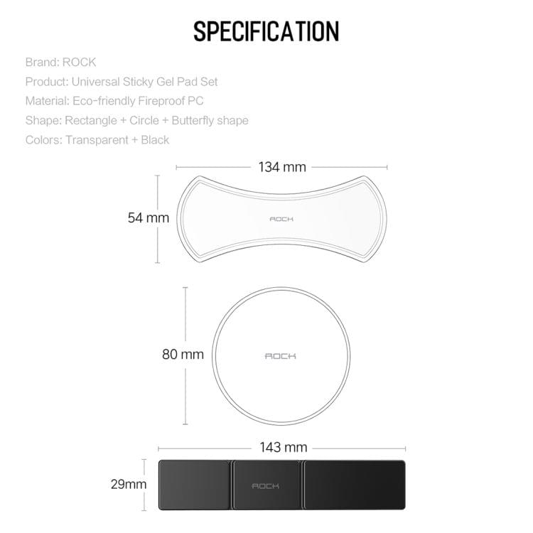 ROCK Universal Sticky Gel Pad Set Strong Adsorption Sticker for Phone / Tablet PC