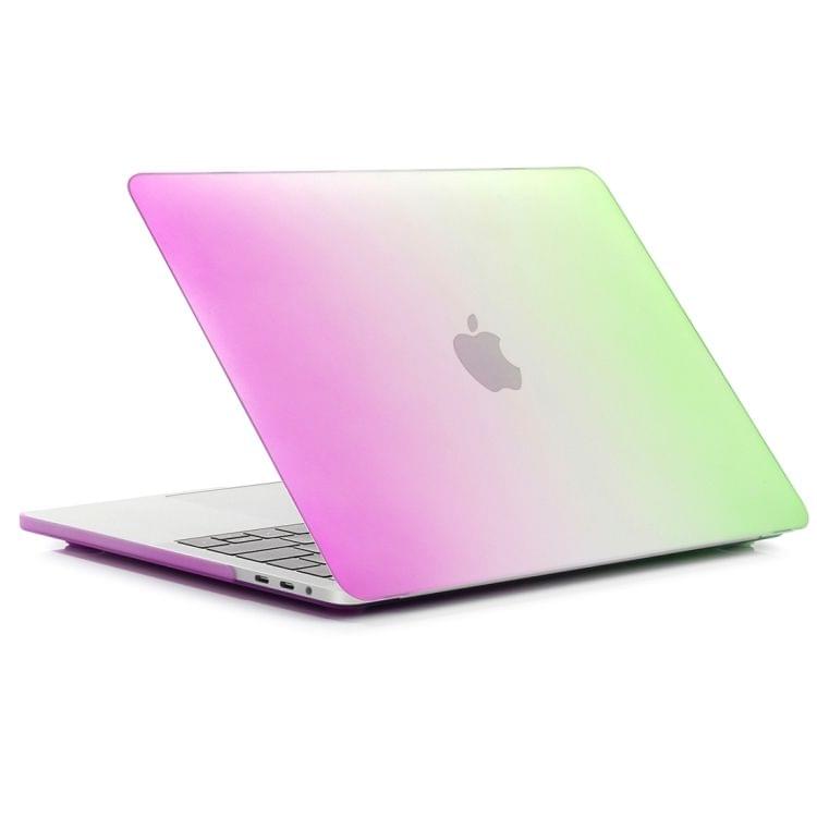 Laptop Rainbow Pattern PC Protective Case for MacBook Pro 15.4 inch A1990 (2018) (Purple + Green)
