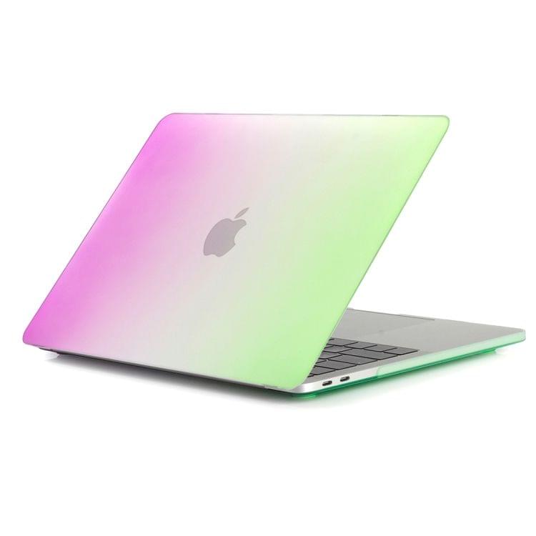 Laptop Rainbow Pattern PC Protective Case for MacBook Pro 15.4 inch A1990 (2018) (Purple + Green)
