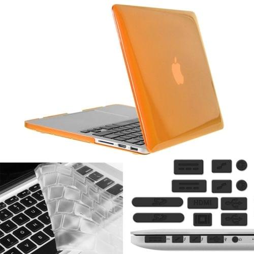ENKAY for Macbook Pro Retina 13.3 inch (US Version) / A1425 / A1502 Hat-Prince 3 in 1 Crystal Hard Shell Plastic Protective Case with Keyboard Guard & Port Dust Plug(Orange)