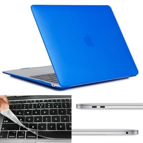 ENKAY Hat-prince 3 in 1 Frostedl Shell + US Version Ultra-thin TPU Keyboard Protective Film + Dust Plug for MacBook Air 2018 A1932 (Dark Blue)