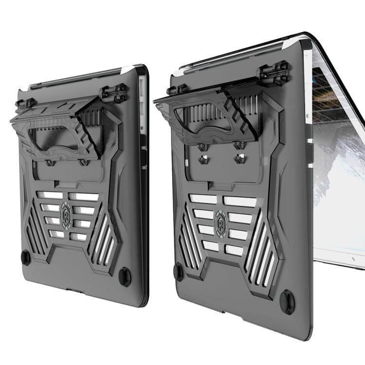 Multi-function Ultra-thin Translucent Heat Dissipation Laptop PC Protective Case for MacBook Air 13, with Holder & Handle & Slip-resistant Feet (Grey)