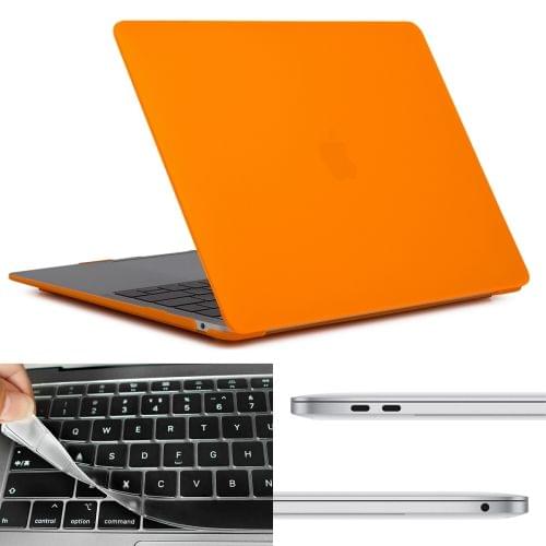ENKAY Hat-Prince 3 in 1 Laptop Crystal Matte Protective Case + EU Version Ultra-thin TPU Keyboard Protector + Dust Plug Set for MacBook Air 13.3 inch A1932 (2018)(Orange)