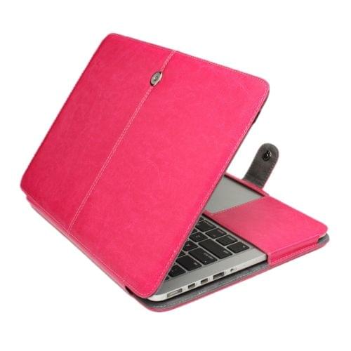 For Macbook Pro Retina 15.4 inch Laptop Crazy Horse Texture Horizontal Flip Leather Case(Magenta)