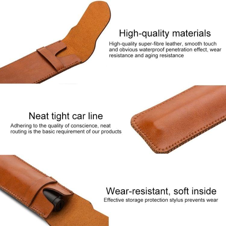 HQ21 Crazy Horse Texture Apple Pencil Plug-in Capacitive Pen Protective Case for iPad Pro, with Cover Pen Case(Light Brown)