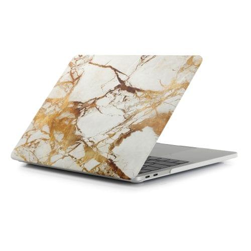 Beige White Gold Texture Marble Pattern Laptop Water Decals PC Protective Case for MacBook Pro 15.4 inch A1990 (2018)