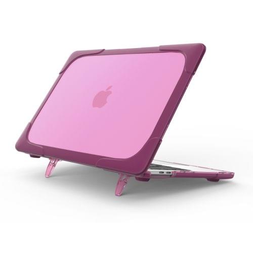 For Macbook Pro 13.3 inch (A1708) & with Touchbar (A1706) Laptop TPU + PC Folding Shockproof Protective Case with Holder(Purple)