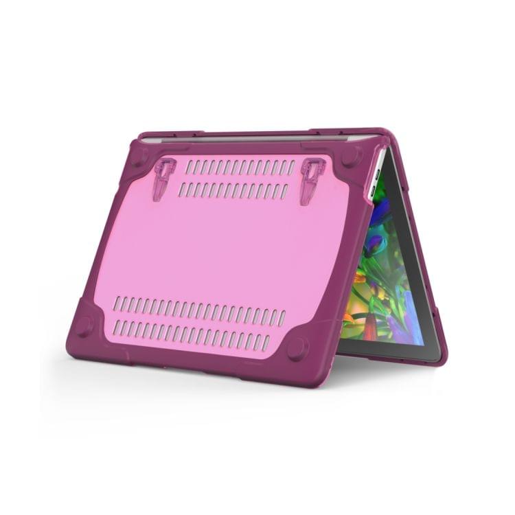 For Macbook Pro 13.3 inch (A1708) & with Touchbar (A1706) Laptop TPU + PC Folding Shockproof Protective Case with Holder(Purple)