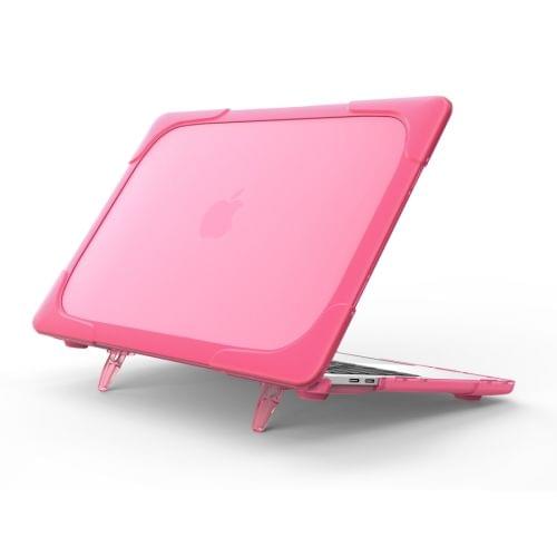 For Macbook Pro 13.3 inch (A1708) & with Touchbar (A1706) Laptop TPU + PC Folding Shockproof Protective Case with Holder(Magenta)