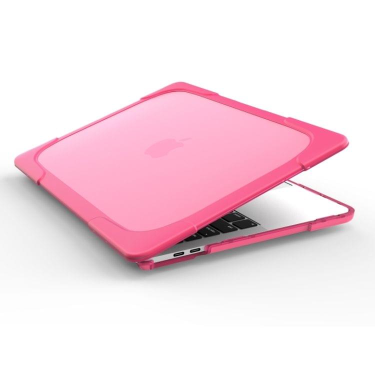 For Macbook Pro 13.3 inch (A1708) & with Touchbar (A1706) Laptop TPU + PC Folding Shockproof Protective Case with Holder(Magenta)