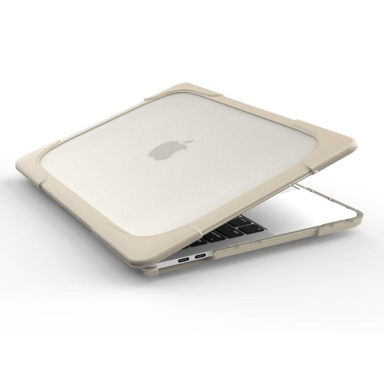 For Macbook Pro 13.3 inch (A1708) & with Touchbar (A1706) Laptop TPU + PC Folding Shockproof Protective Case with Holder(Khaki)