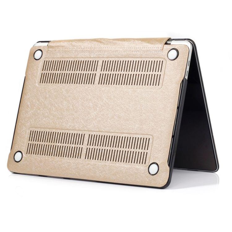 Laptop One-piece PU Leather Case for MacBook Pro 15.4 inch A1990 (2018) (Gold)