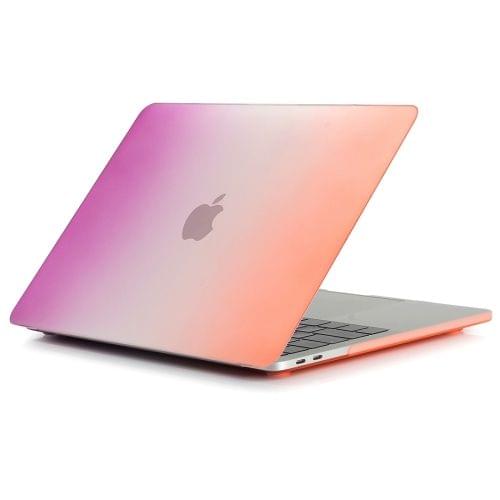 Laptop Rainbow Pattern PC Protective Case for MacBook Pro 15.4 inch A1990 (2018) (Purple+Orange)
