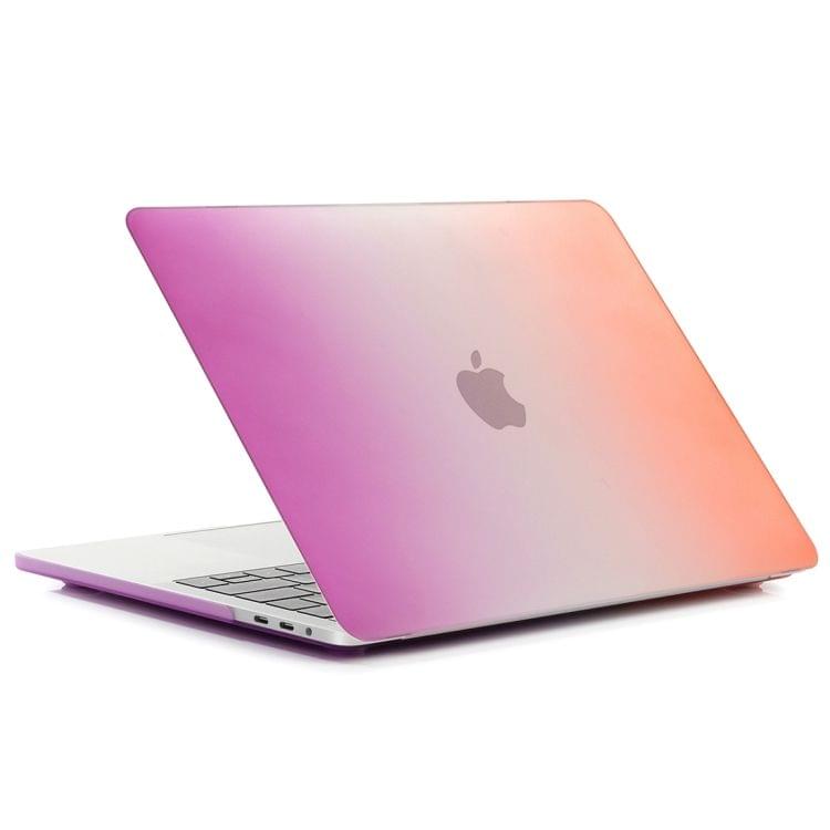 Laptop Rainbow Pattern PC Protective Case for MacBook Pro 15.4 inch A1990 (2018) (Purple+Orange)