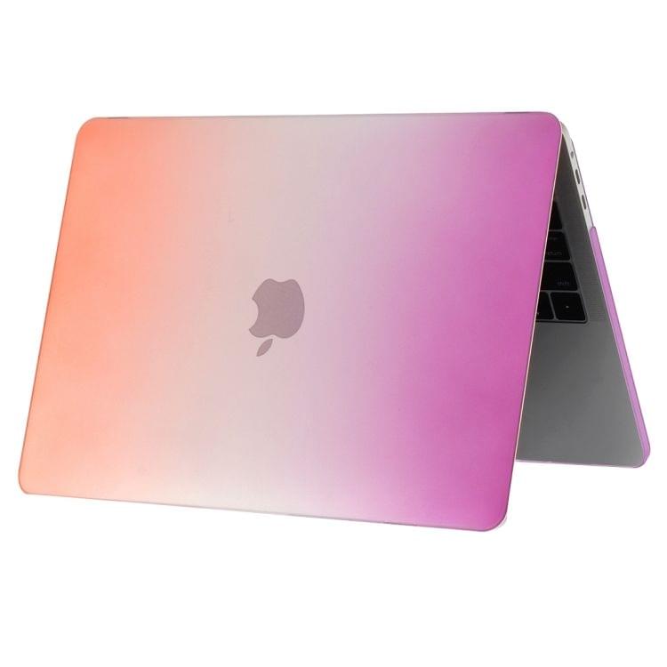 Laptop Rainbow Pattern PC Protective Case for MacBook Pro 15.4 inch A1990 (2018) (Purple+Orange)