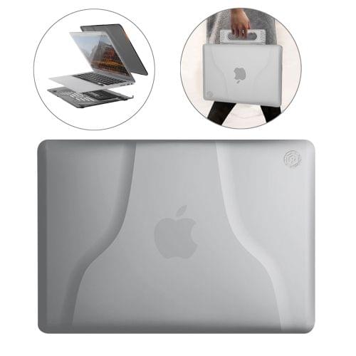 Multi-function Ultra-thin Translucent Heat Dissipation Laptop PC Protective Case for MacBook Air 13.3 inch, with Holder & Handle & Slip-resistant Feet (White)