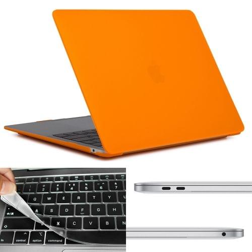 ENKAY Hat-prince 3 in 1 Frostedl Shell + US Version Ultra-thin TPU Keyboard Protective Film + Dust Plug for MacBook Air 2018 A1932 (Orange)