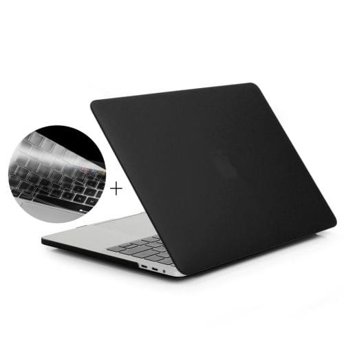 ENKAY Hat-Prince 2 in 1 Frosted Hard Shell Plastic Protective Case + Europe Version Ultra-thin TPU Keyboard Protector Cover for 2016 MacBook Pro 15.4 Inch with Touch Bar (A1707) (Black)