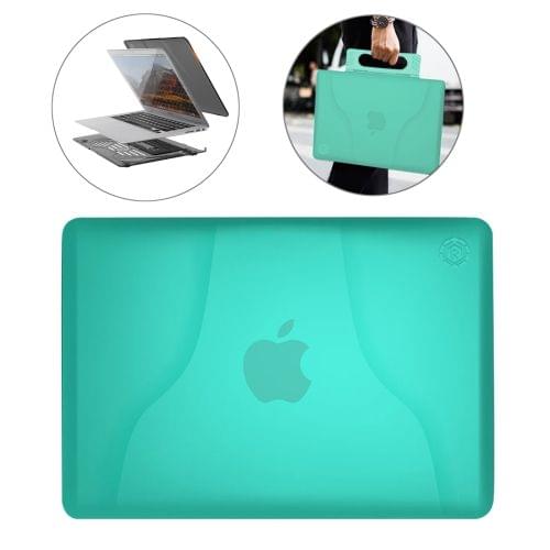 Multi-function Ultra-thin Translucent Heat Dissipation Laptop PC Protective Case for MacBook Air 13.3 inch, with Holder & Handle & Slip-resistant Feet (Green)