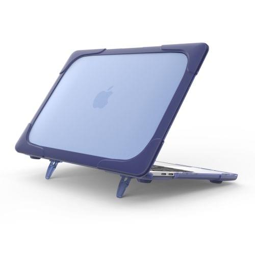 For Macbook Pro 13.3 inch (A1708) & with Touchbar (A1706) Laptop TPU + PC Folding Shockproof Protective Case with Holder(Dark Blue)