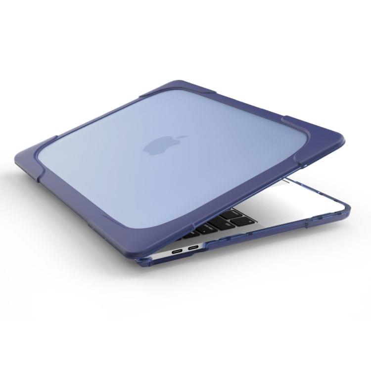 For Macbook Pro 13.3 inch (A1708) & with Touchbar (A1706) Laptop TPU + PC Folding Shockproof Protective Case with Holder(Dark Blue)
