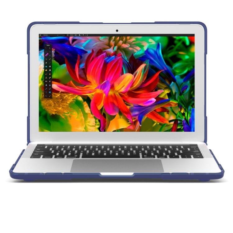 For Macbook Pro 13.3 inch (A1708) & with Touchbar (A1706) Laptop TPU + PC Folding Shockproof Protective Case with Holder(Dark Blue)