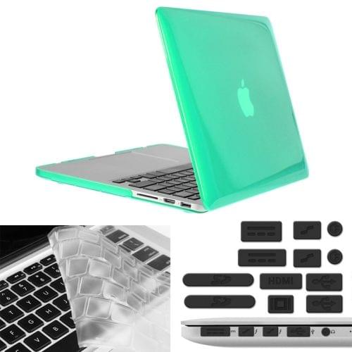ENKAY for Macbook Pro Retina 13.3 inch (US Version) / A1425 / A1502 Hat-Prince 3 in 1 Crystal Hard Shell Plastic Protective Case with Keyboard Guard & Port Dust Plug(Green)